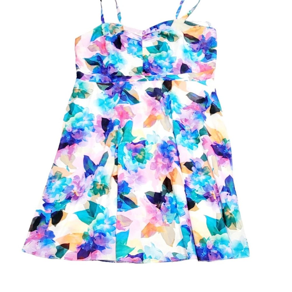 City Chic Women's Multicolor Floral Dress Sleeveless Lined Pleated Size L/20 - Picture 1 of 14